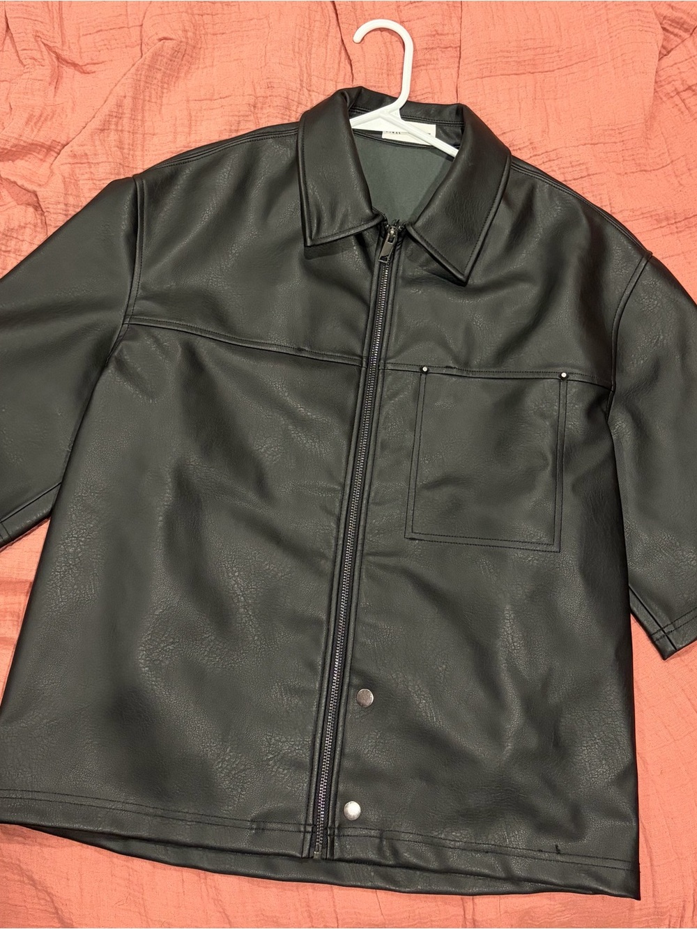 Zara Black Faux Leather Zip Jacket